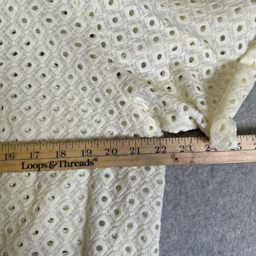 Anthropologie Postmark Womens Large Top Chantal Lace Boxy White Eyelet Shirt - Picture 3 of 7